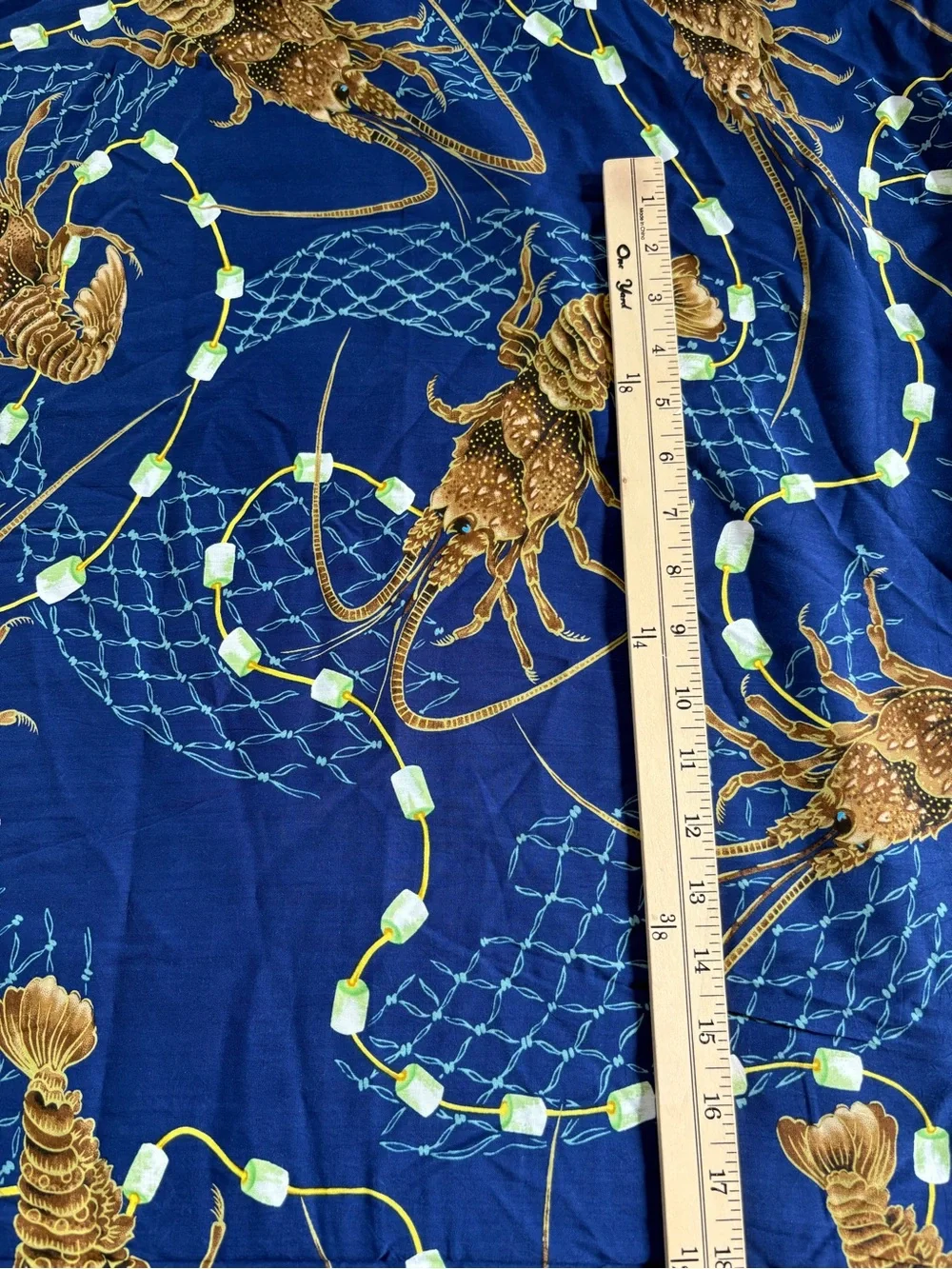 Jams World fabric 3.5 yards rare hard to find nautical lobster rayon Hawaiian